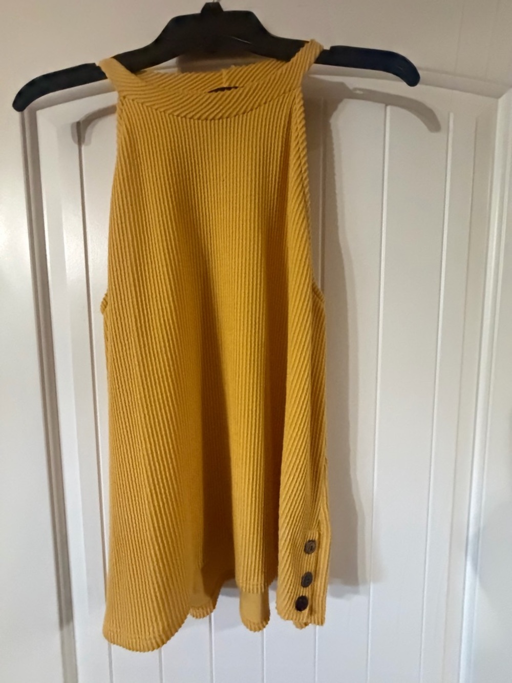 W5 Yellow Ribbed V-Neck Sleeveless Top